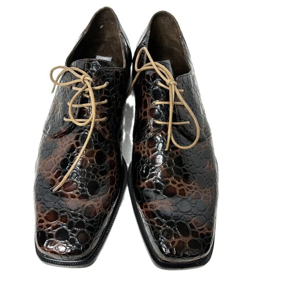 VTG Zoot Suit Faux Alligator Oxford Formal Dark Brown Dress Shoe Rare OOAK NWOT - Picture 11 of 14